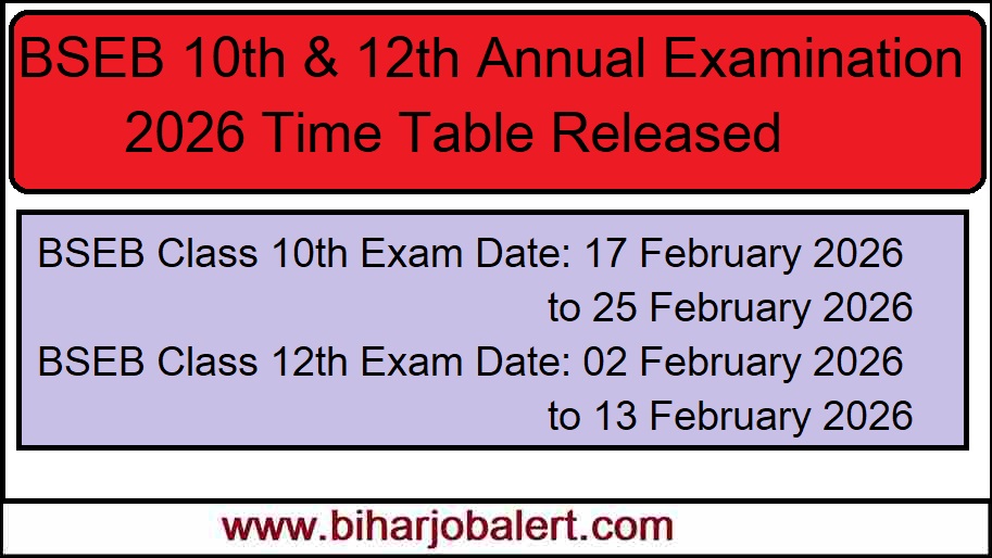 Bihar-Board-10th & 12th-Exam-2026-Time-Table