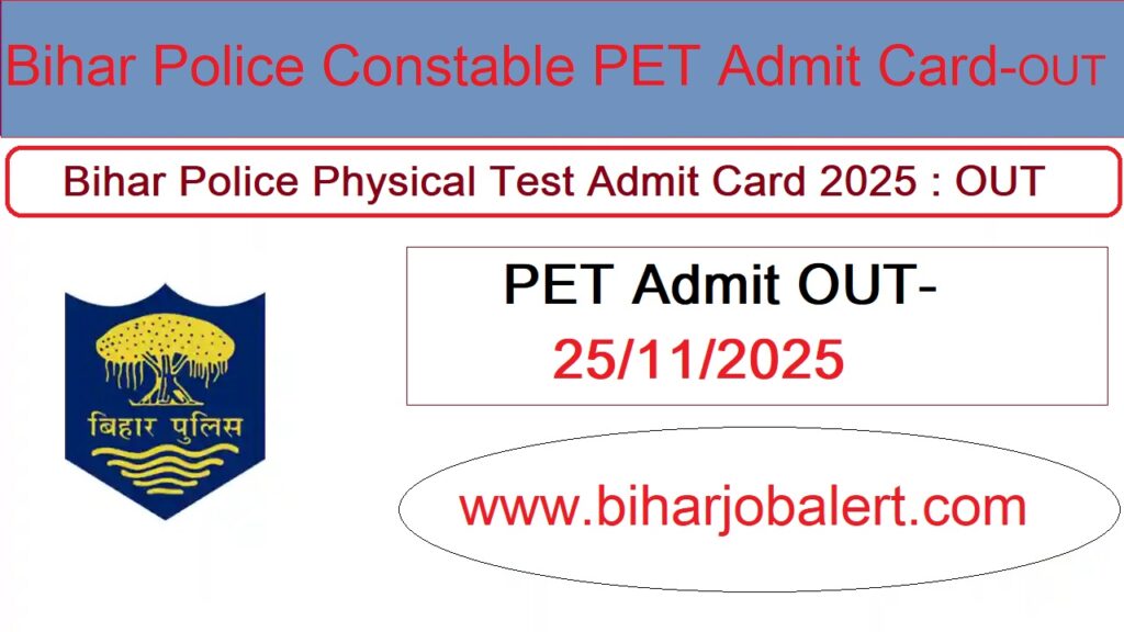 Bihar Police Constable PET Admit Card 2025