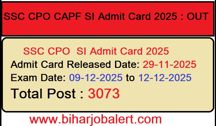 SSC-CPO -SI-Admit-Card-2025
