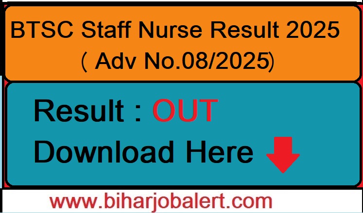 BTSC Staff Nurse Result 2025