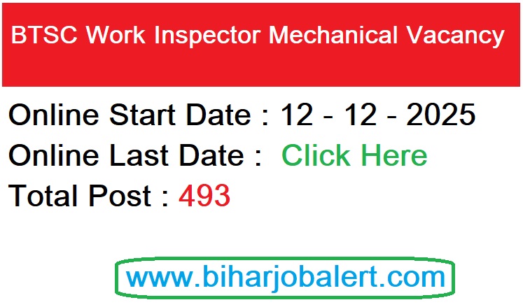 BTSC Work Inspector Mechanical Vacancy