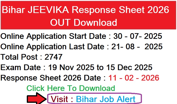 Bihar JEEVIKA Response Sheet 2026