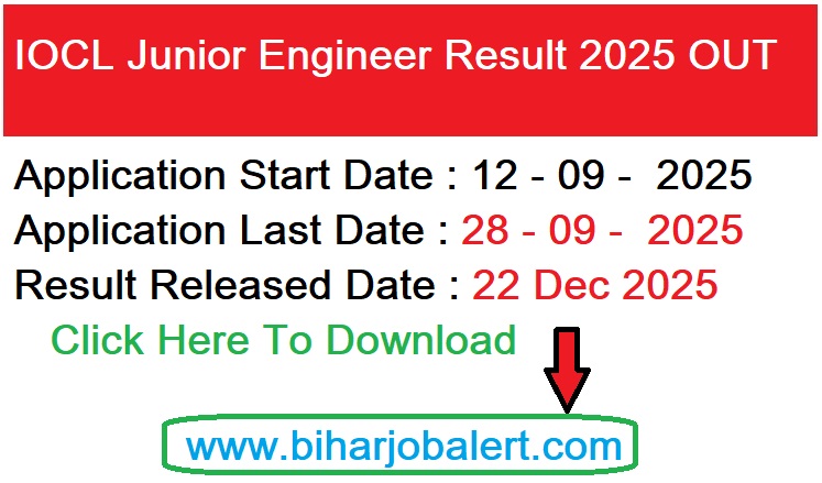IOCL Junior Engineer Result 2025