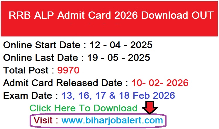 RRB ALP Admit Card 2026