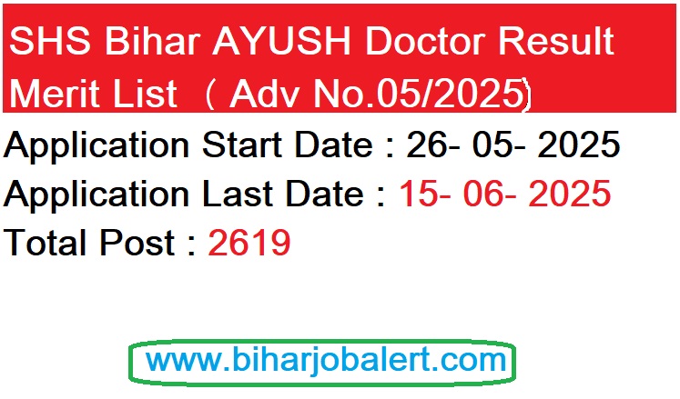 SHS Bihar AYUSH Doctor Result Merit List