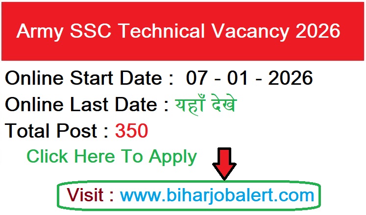 Army SSC Technical Vacancy 2026