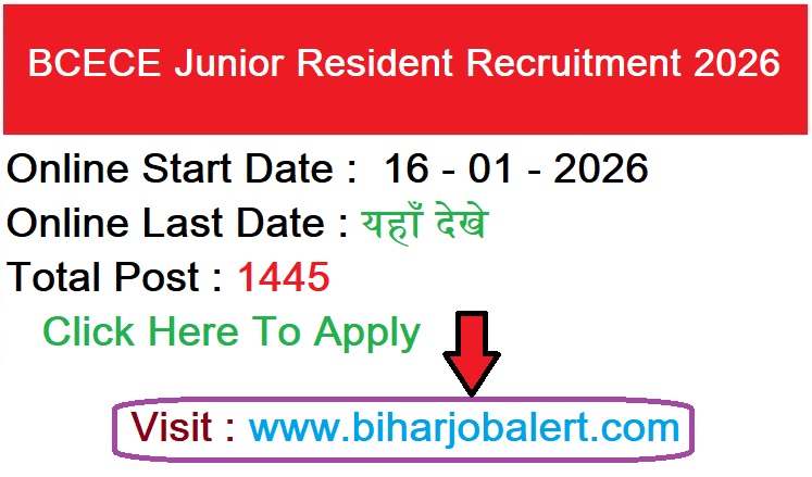 BCECE Junior Resident Recruitment 2026