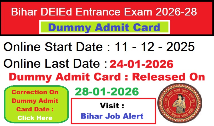 Bihar DElEd Entrance Exam 2026-28 Dummy Admit Card