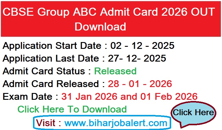 CBSE Group ABC Admit Card 2026