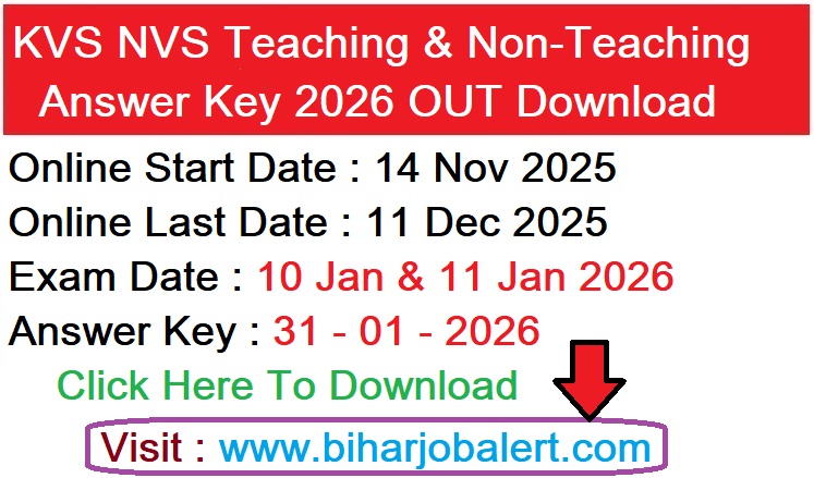KVS NVS Teaching & Non-Teaching Answer Key 2026