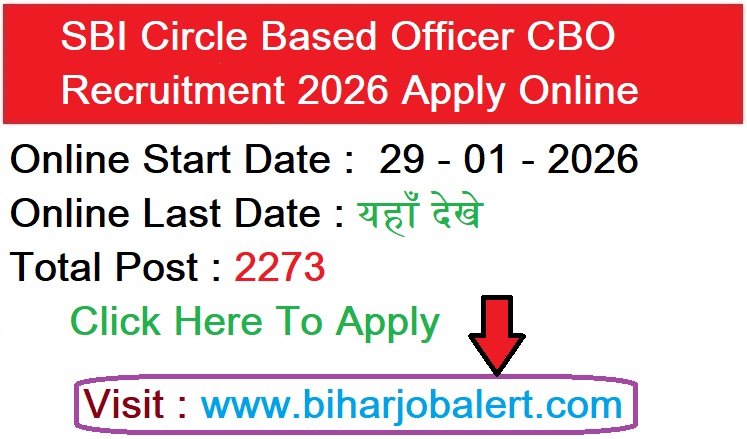 SBI Circle Based Officer CBO Recruitment 2026
