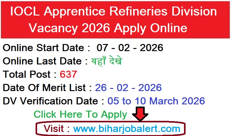 IOCL Apprentice Refineries Division Vacancy 2026
