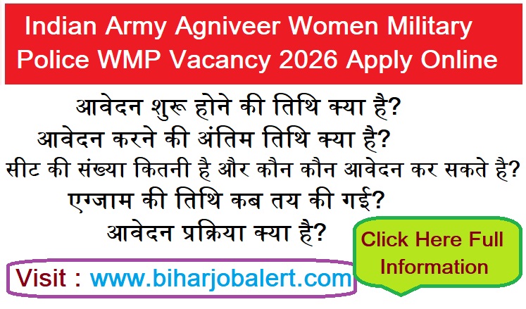 Indian Army Agniveer Women Military Police WMP Vacancy 2026