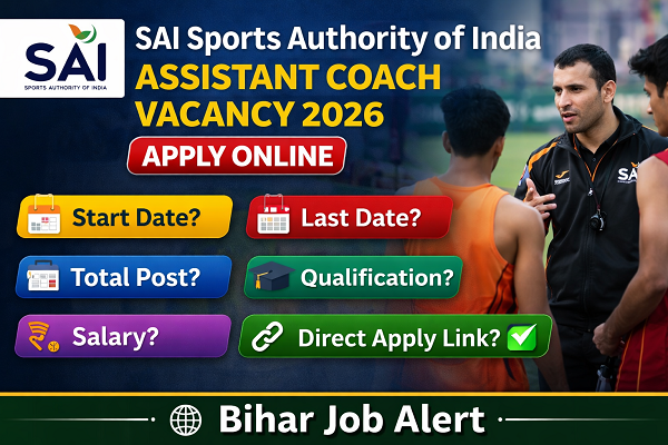 Sports Authority of India Assistant Coach Vacancy 2026