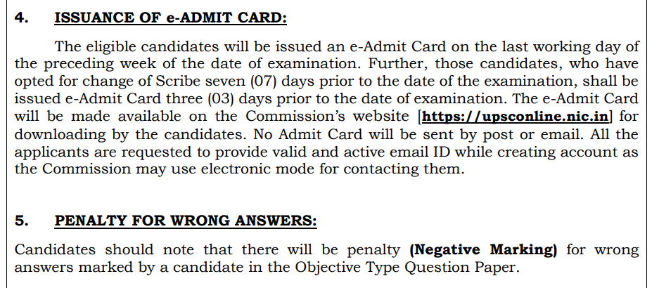 UPSC Combined Medical Service Vacancy 2026 Admit Card & Negative Marking