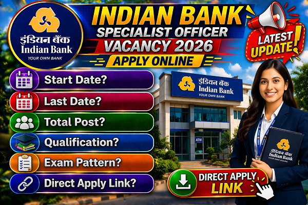 Indian Bank Specialist Officer Vacancy 2026