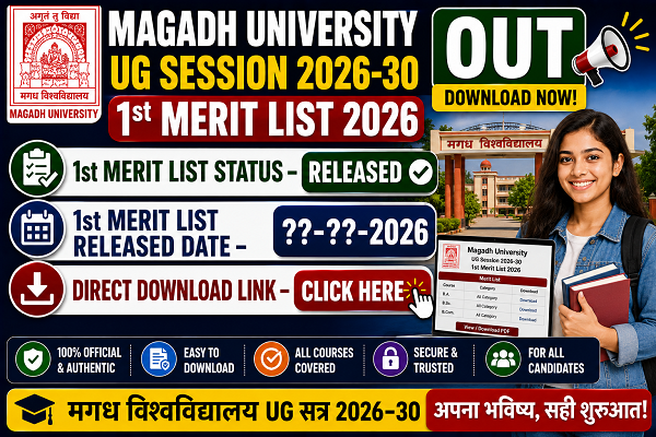Magadh University UG Session 2026-30 1st Merit List 2026