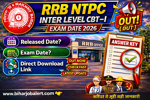 RRB NTPC Inter Level CBT – I Exam Date 2026