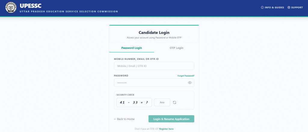 UP Teacher Eligibility Test Form 2026 OTR