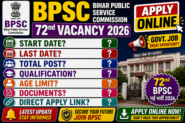 BPSC Bihar Public Service Commission 72nd Vacancy 2026