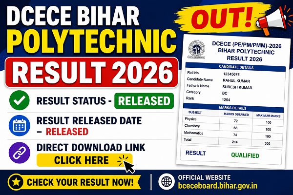 DCECE Bihar Polytechnic PE Result 2026