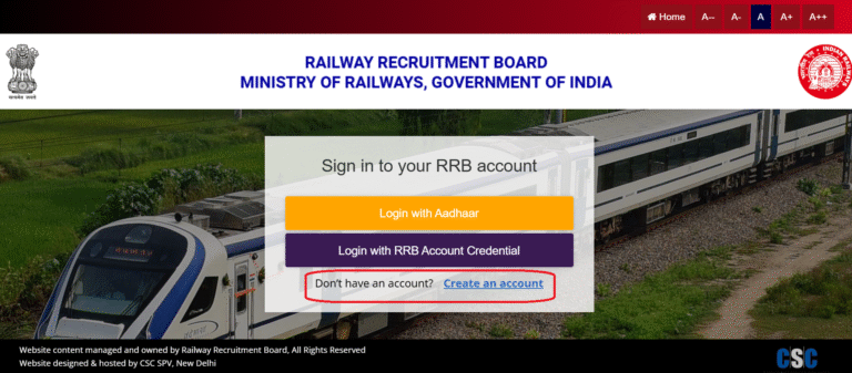 RRB Assistant Loco Pilot Vacancy 2026 Login Page