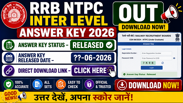 RRB NTPC Inter Level Answer Key 2026