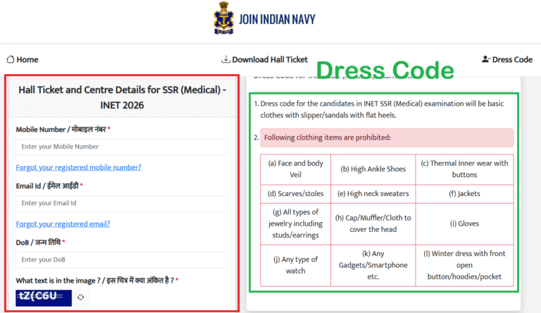 SSR Indian Navy Medical Assistant Admit Card 2026 Download Portal