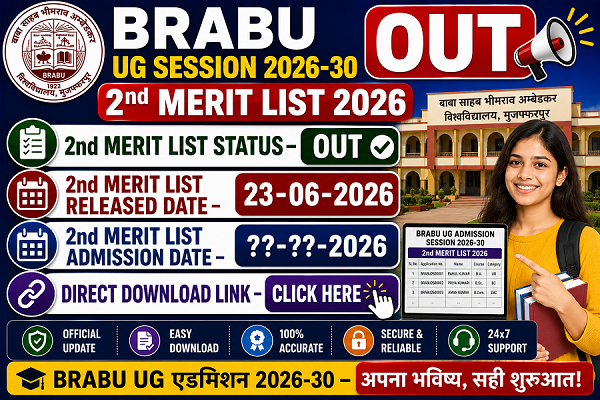 BRABU UG Session 2026-30 2nd Merit List 2026
