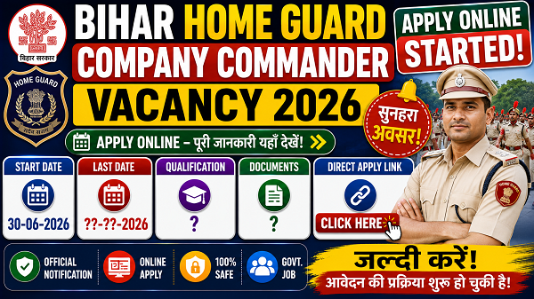Bihar Home Guard Company Commander Vacancy 2026