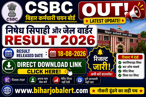 CSBC Prohibition Constable and Jail Warder Result 2026