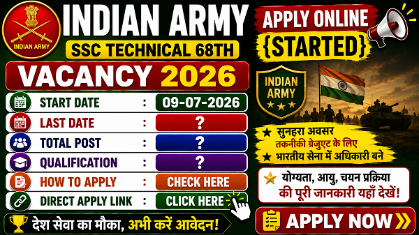Indian Army SSC Technical 68th Vacancy 2026