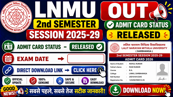 LNMU 2nd Semester Session 2025-29 Admit Card 2026