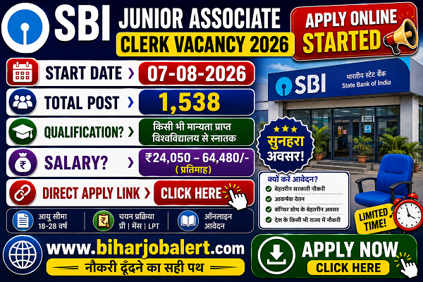 SBI Junior Associate Clerk Vacancy 2026