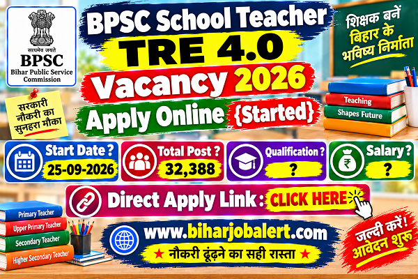 BPSC School Teacher TRE 4.0 Vacancy 2026