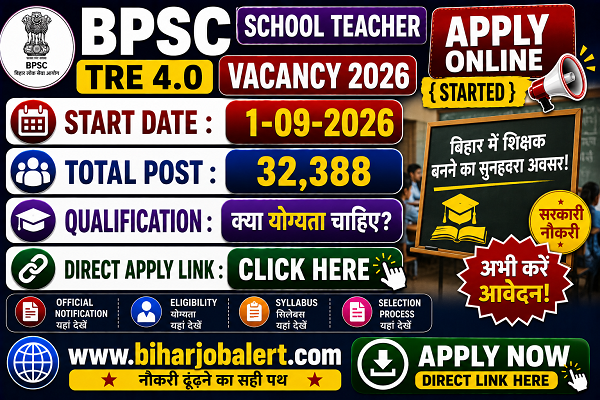 BPSC School Teacher TRE 4.0 Vacancy 2026