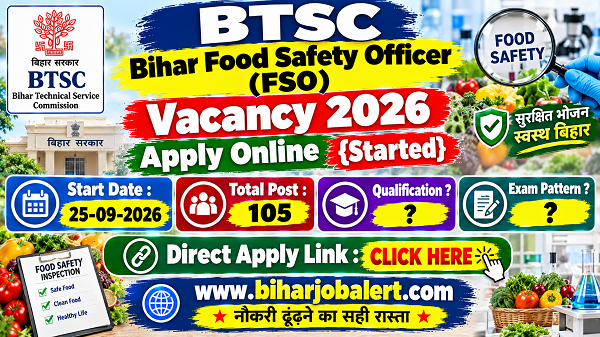 Bihar Food Safety Officer FSO Vacancy 2026