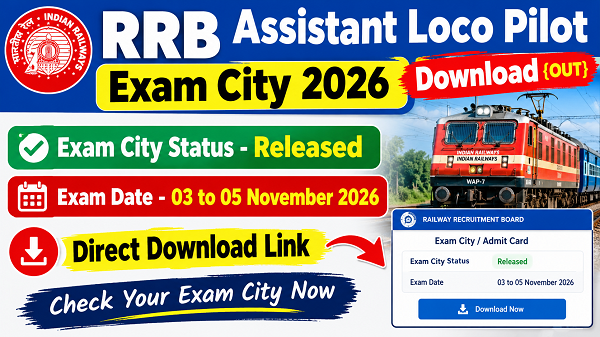 RRB Assistant Loco Pilot Exam City 2026